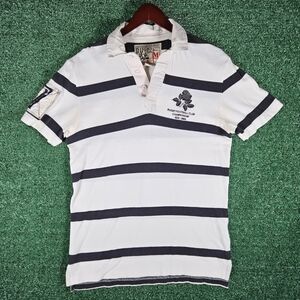 Vintage Ralph Lauren Rugby Polo / Mens Size Medium / White & Black